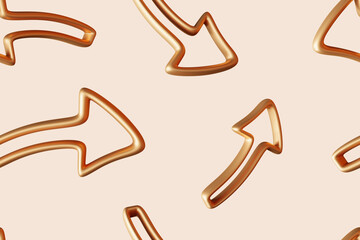 The pattern consists of beige background adorned with golden arrows, creating a chic and contemporary look. Perfect for use in wallpapers, fabrics, or graphic designs