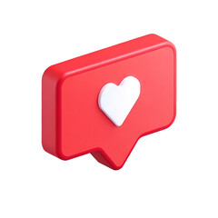 3D Red Heart Social Media Like Icon Transparent background