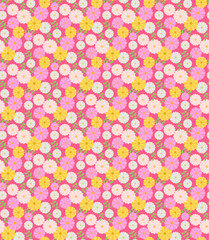 花柄のシームレスパターン_赤