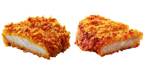 Set of tonkatsu pork cutlet isolated on transparent background