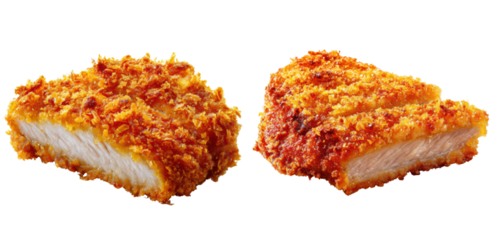 Set of tonkatsu pork cutlet isolated on transparent background