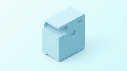 Water Chiller For Cold Plunge. Frozen Isolation Station. Isolated 2D Isometric Illustration. Lone printer sits atop cold plunge station, isolated and frozen in time amidst icy solitude.