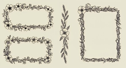 Elegant Floral Frames: Botanical Design Elements for Invitations and Cards