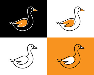 Duck logo vector. Minimalist duck logo design in modern color variation.
