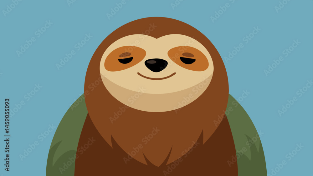 Poster sleepy sloth a sloth face exuding a calm sleepy expression with heavylidded eyes and a slight conten