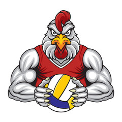 chicken volleyball mascot vector illustration design