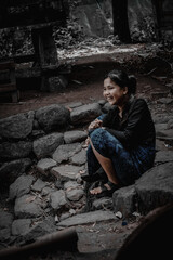 background of a girl from the Baduy tribe 