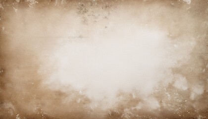 old brown paper parchment background with distressed vintage stains and ink spatter and white faded shabby center elegant antique beige color generative ai