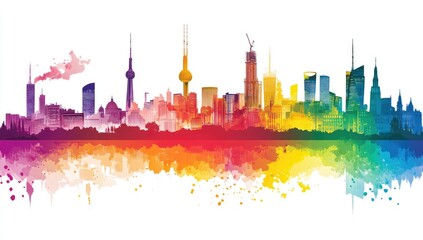 Obraz premium Colorful City Skyline