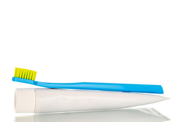 Toothbrush isolated on white background, macro.