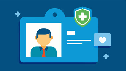 Digital Health ID A stylized representation of a health ID card combined with blockchain symbols showing how blockchain can secure and authenticate individual health identities.