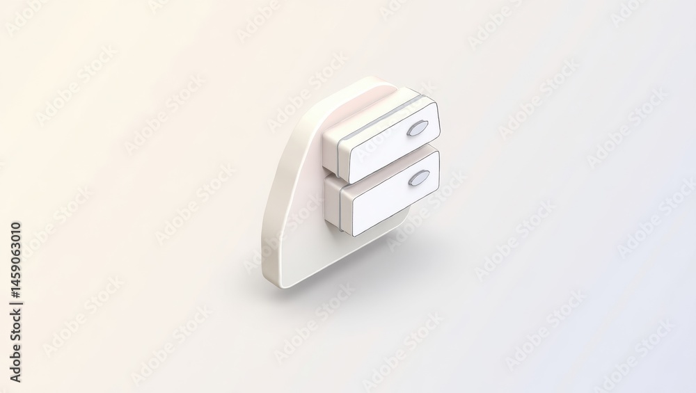 Poster web push. switch is on. isolated 2d isometric illustration. single, illuminated white switch stands 