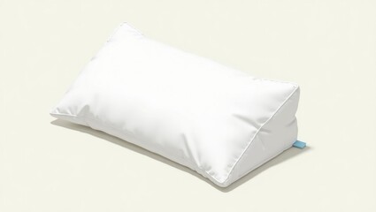 Wedge Pillow. Snugl Ergonomic Travel Rest sheets Silk sleep mask Night pads Nectar Bedfolk Sleeping Duck Eight White triangular cushion, soft fabric, resting on beige surface, perfect for home decor,