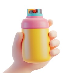 Fototapeta premium Cartoon spray can held in hand