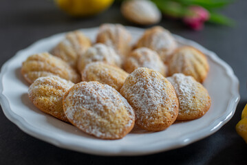 Homemade lemon madeleines biscuit cookies