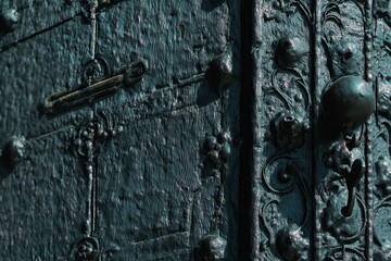 background of old grunge, medieval metal texture. part of antique old door