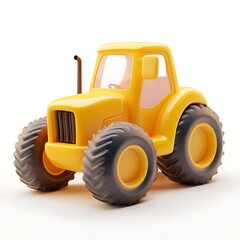 Obraz premium Cartoon yellow toy tractor