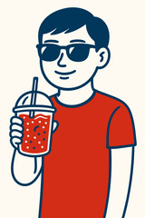 Man drinking bubble tea