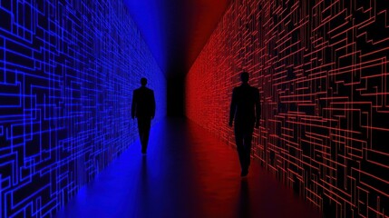 Fototapeta premium Binary Pathways: A Digital Divide Depicted