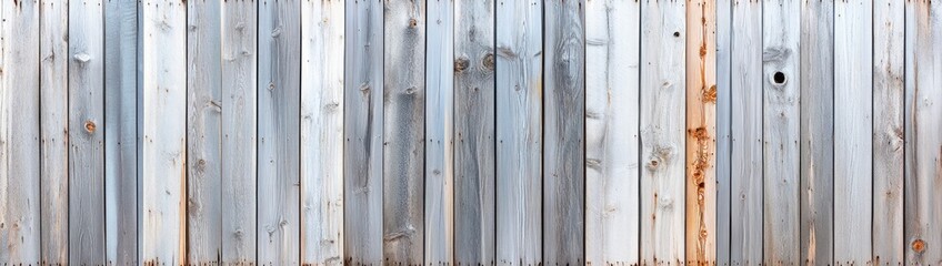 Fototapeta premium Aged wooden planks in various shades of gray and light brown. Vertical weathered wood panels form a fence or wall