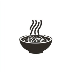 Hot Noodles in Bowl; Simple Food Icon
