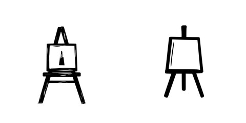 Two flat black easel icons designed for art projects and creative activities