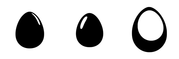 Unique black icons representing egg shapes suitable for various digital applications or design concepts