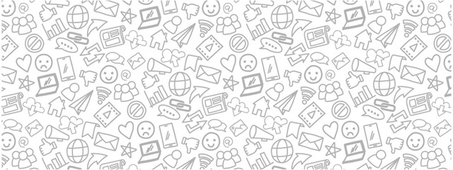 Social media seamless pattern doodle hand drawing drawn sketch messy grunge