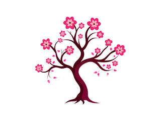 Fototapeta premium Elegant Fantasy Tree with Colourful Flowers