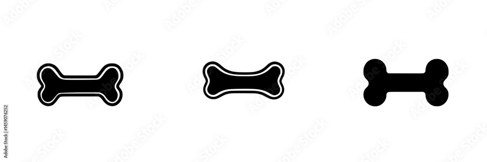 Aufkleber flat black dog bone icons suitable for various design applications and digital interfaces