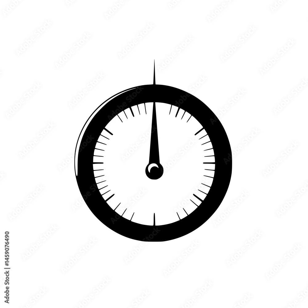 Poster black icon representing a gauge or dial indicating measurement levels, used in various technical con