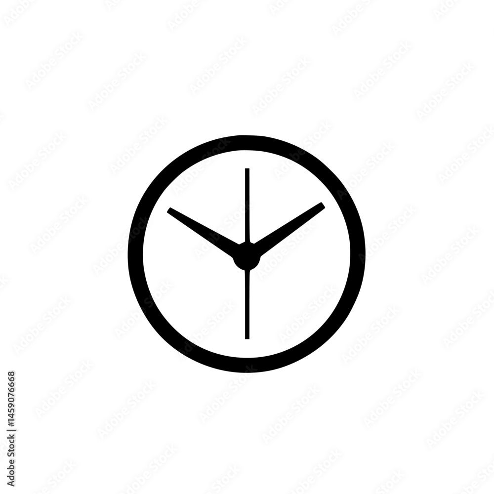 Poster simple flat black clock icon representing time in a minimalist design for various applications