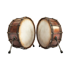 Vintage Bass Drums Musical Instruments Pair Isolated on Transparent Background PNG