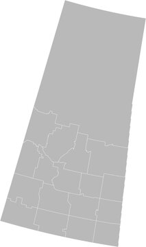 Saskatchewan, Canada &ndash; administrative vector map with census division boundaries (PPT-compatible & fully editable)