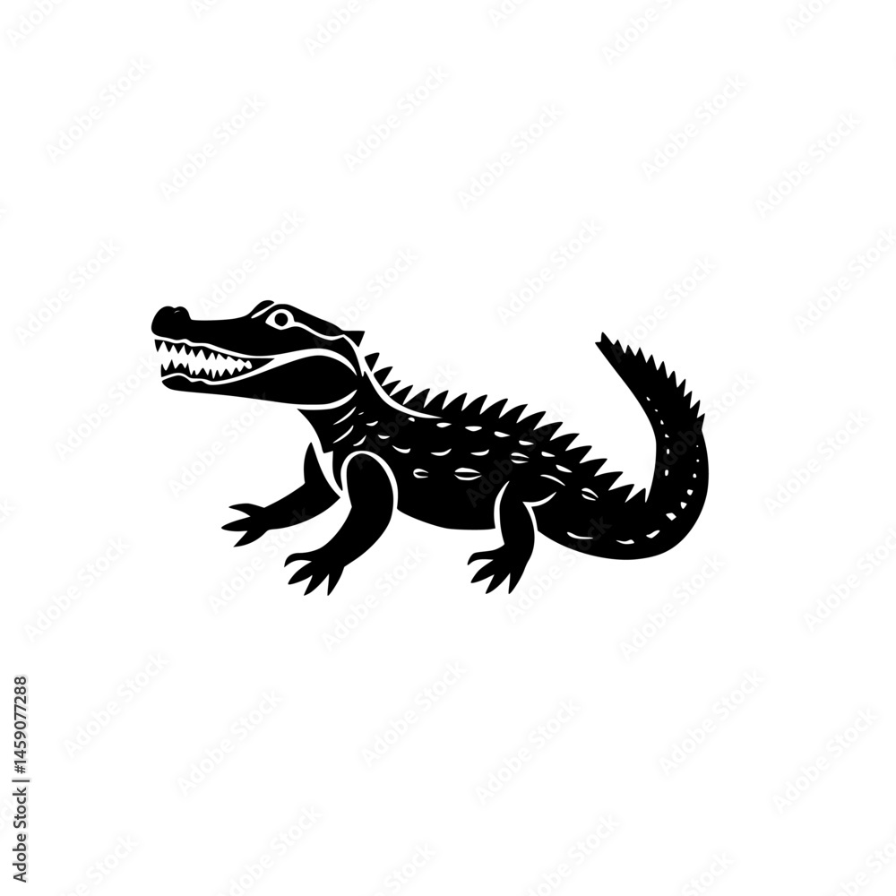 Aufkleber flat black crocodile icon representing aquatic reptiles in various contexts and designs for digital 