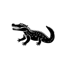 Fototapeta premium Flat black crocodile icon representing aquatic reptiles in various contexts and designs for digital or print use