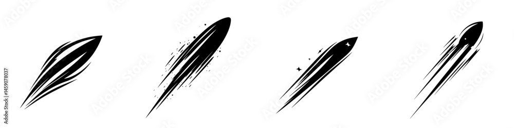 Poster dynamic black icons depicting motion and speed for various design applications and digital platforms