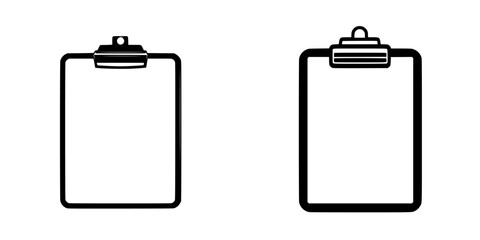 Flat black icon of clipboard designs featuring different styles and functions for note-taking and organization