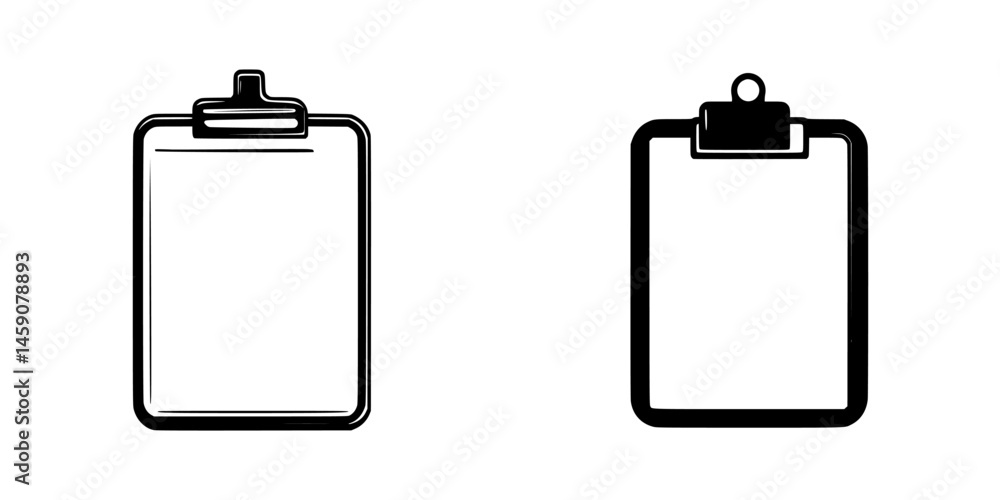 Poster flat black clipboard icons designed for digital applications, suitable for various uses such as note