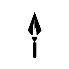 Stylized flat black icon of a spearhead design suitable for various applications