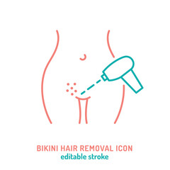 Bikini laser hair removal icon. Editable stroke vector illustration