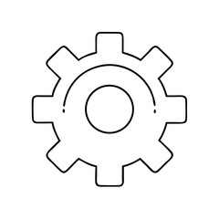 Contour gear icon representing settings in thin line style  