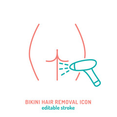 Bikini laser hair removal icon. Editable stroke vector illustration