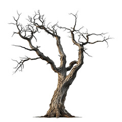 Fototapeta premium An old tree with bare branches and a textured trunk