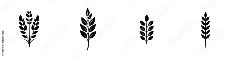 Aufkleber unique collection of flat black leaf icons suitable for various design projects and applications acr