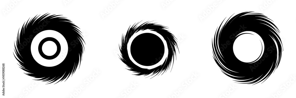 Poster abstract black icons representing concentric circles with varying designs suitable for logo or graph