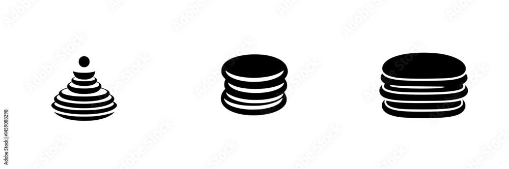 Poster flat black icon representation of stacked shapes and forms symbolizing organization and simplicity i