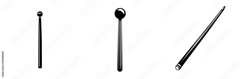 Poster flat black icon of a stick or rod with variations in shape, suitable for diverse design applications