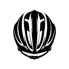 Detailed flat black icon of a cycling helmet designed for safety and performance in various cycling activities