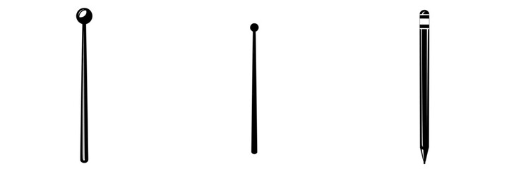 Flat black icon depicting three thin elongated shapes on a plain background, showcasing simple design elements for versatile use